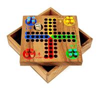 Logica Jeux Art. Ludo - Pachisi - T'en Fais Pas - Jeu De Société en Bois Précieux - Jeu de Stratégie pour 2-4 Personnes - Version de Voyage