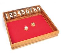 Logica Jeux Art. Shut The Box - Jeu de Société en Bois Précieux - 24 x 24 cm - Jeu de dés - Jackpot Jeu de Bar Pub
