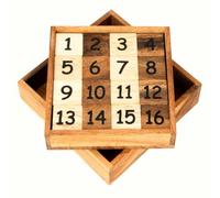 Logica Jeux Art. Taquin - Casse-Tête Mathématique en Bois Précieux - 2 Jeux en 1 - Difficulté: 2/6 Moyen+4/6 Extreme - Version de Voyage