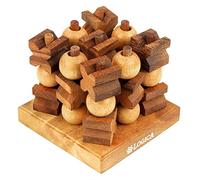 Logica Jeux Art. Tic Tac Toe 3D - Jeu de Société 3D en Bois Précieux - Jeu de Stratégie