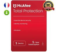 Logiciel antivirus - McAfee - Total Protection 2023 - 5 ans - 1 PC - Téléchargement