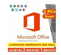 Logiciel - Microsoft - Office 2019 Professionnel Plus - 3 PC - Clé d'activation originale - Windows 10