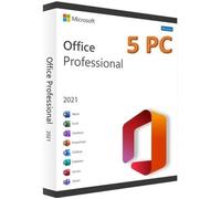 Logiciels - Microsoft - Office 2021 Professionnel Plus - 5 PC - Windows 10 & 11 - Clé à télécharger