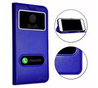 Logicom L-Ite 504 Housse Dédiée Bleue Folio À Fenêtres Façon Cuir Avec Surpiqûres Apparentes By Ph26®