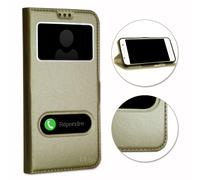 Logicom L-Ite 552 Housse Dédiée Or Gold Folio À Fenêtres Façon Cuir Avec Surpiqûres Apparentes By Ph26®