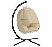 Logidon Chaise hamac en forme d'œuf avec siège pivotant Kaki avec coussin doux