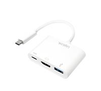 LogiLink 0.14m, 2xUSB-C/HDMI+USB A Blanc