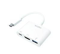 LogiLink 0.14m, 2xUSB-C/HDMI+USB A Blanc