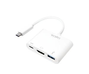 LogiLink 0.14m, 2xUSB-C/HDMI+USB A Blanc