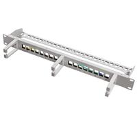 Logilink 074772 Panneau Patch 16 Places Keystone Sans Fruits avec Gestion des Câbles Gris Gris