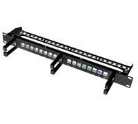 Logilink 074789 Panneau Patch 16 Places Keystone Sans Fruits avec Gestion des Câbles Noir Noir