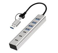 Logilink 076271 Hub USB 3.2 4 ports USB-A et 3 ports USB-C Aluminium Silver Silver
