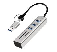 LogiLink Hub USB UA0445 - 3 ports USB-A, SDHC et microSDHC, USB 3.0 5 Gbit/s, aluminium