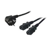 LogiLink 1.5m, Schuko-C13/2xIEC C13, M/F Noir 1,5 m CEE7/14 Coupleur C13