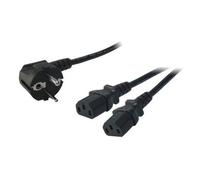 LogiLink 1.5m, Schuko-C13/2xIEC C13, M/F Noir 1,5 m CEE7/14 Coupleur C13