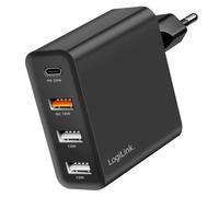 LogiLink 4 adaptateurs de Charge USB 48 W, 1 Port USB-C PD (PowerDelivery) et 3 Ports USB-A QC (QuickCharge), Charge Rapide, 4 appareils, Surcharge de surintensité, surchauffe, Surcharge, surtension