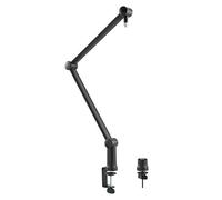 LogiLink AA0127 Bras de Microphone Professionnel avec Bras en Ciseaux Pliable pour Streaming, podcasts, Diffusion, etc., Rotatif à 360° et Angle réglable Flexible, Noir