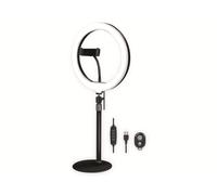 LogiLink AA0152 LED Ring Light (Diameter 25 cm) with Smartphone Holder, 3 Colour