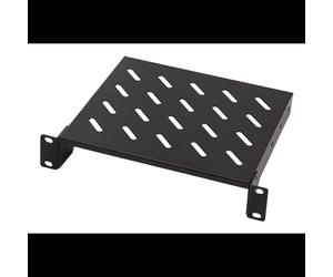 LogiLink ACT112 - Étagère rackable 1U acier noir 256x200x44mm, charge max 25kg, profondeur montage max 20cm, compatible rack 10", kit montage inclus