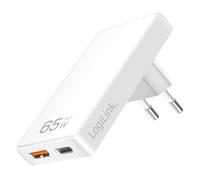 LogiLink Adaptateur USB – 2x USB-A QC18W + USB-C PD65W – Extra fin 1,4 cm – GaN