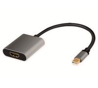 LOGILINK Adaptateur DisplayPort CDA0110, Mini-DP/HDMI, aluminium, 4k, 0,15m