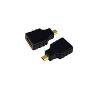LogiLink Adaptateur HDMI D Mâle vers HDMI A Femelle AH0010 Noir - Connecteurs plaqués or, Transfert 8.16 Gbit/s, Certification RoHS