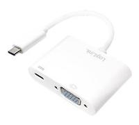 LogiLink 0.14m, 2xUSB-C/VGA Adaptateur Graphique USB 1920 x 1200 Pixels Blanc