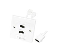 LogiLink AH0015 Adaptateur HDMI Type A (Standard) Femelle-Femelle, Contacts Or, Blanc, 86x86x182mm, 100g