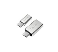 LogiLink AU0040 Adaptateur USB 3.1 C Mâle vers USB 3.0 A et Micro USB 2.0 Femelle, Boîtier Aluminium, Lot de 2