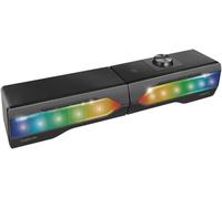 LogiLink Barre de Son Mobile avec lumière de fête, système de Son de Jeu 2 en 1, Connexion Via Bluetooth V5.0 ou Jack stéréo 3,5 mm, Noir