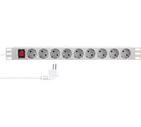 LogiLink Bâti de prises 19" 9x avec interrupteur gris