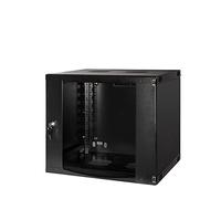 LogiLink Boîtier Mural Professionnel 19" avec 9 HE (unité de Hauteur), Porte en Verre avec Serrure à Cylindre, Pack Plat, Couleur : Noir