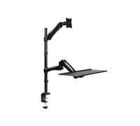 LogiLink BP0030 Support écran bureau 13-27" (33-68.6cm) Noir, fixation pince, VESA 75/100mm, inclinaison +/-90°, rotation 360°, charge max 9kg