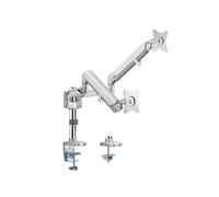 LogiLink BP0089 Support Bureau Double Écran 17-32" Argent, Pince, VESA 75x75/100x100mm, Charge 9kg, Inclinaison -40/+40°, Rotation 180°, Oscillation -90/+90°
