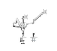 LogiLink BP0090 Support Bureau 3 écrans 17-27" (43.2-68.6cm) Argent, Pince, VESA 75/100, Charge Max 7kg, Inclinaison -40/+40°, Rotation 180°