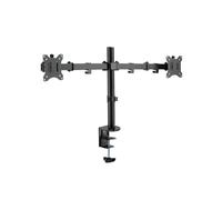 LogiLink BP0098 Support Bureau Double Écran 17"-32" (43,2-81,3cm) 8kg VESA 75/100mm Pince Bureau 1-8,5cm Inclinaison -45°/+45° Rotation 360° Noir