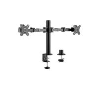 LogiLink BP0106 Support Bureau Double Ecran 17"-32" (43-81cm) VESA 75/100mm, Pince/Boulon, Inclinaison +/-35°, Rotation 360°, Noir, Charge Max. 12kg