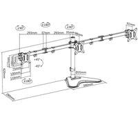 LogiLink Bras pour écran triple avec support Longueur du bras : 658 mm