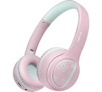 LogiLink BT0073P Micro-casque supra-auriculaire Bluetooth, filaire rose, bleu clair pliable, limitation de volume