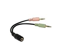 Logilink | Adaptateur audio | Femelle | Mini-phone stéréo 3,5 mm | Mini-phone 3,5 mm 4 broches | Noir | 0,15 m