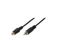 LogiLink CA1032 : Câble audio 5m RCA mâle - RCA femelle, connecteurs droits plaqués nickel, noir, conforme RoHS