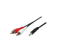 LogiLink CA1042 : Câble audio 1.5m, 1x 3.5mm mâle vers 2x RCA mâle, contacts nickelés, noir, conforme RoHS.