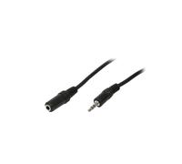 LogiLink CA1055 : Câble audio 3.5mm mâle/femelle, 5m, contacts nickelés, noir, connecteurs droits, conforme RoHS