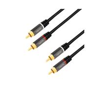 LogiLink CA1206 - Câble audio 3m 2x RCA mâle - 2x RCA mâle, contacts plaqués or, AWG28, diamètre 5mm, gaine PVC, Noir