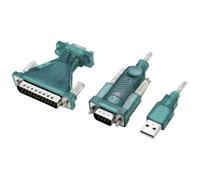 LogiLink Câble Adaptateur USB 2.0 (Type A) vers série (RS232) avec Adaptateur (DB9 vers DB25) pour Win 11, Longueur 1,3 m