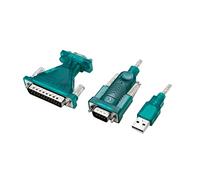 LogiLink Adaptateur USB 2.0 vers série SUB-D 9/25 pôles mâles 1,3 m vert