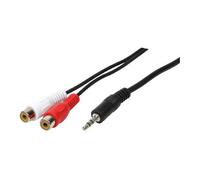 LogiLink - Câble audio - mini-phone stereo 3.5 mm mâle pour RCA x 2 femelle - 5 m - noir