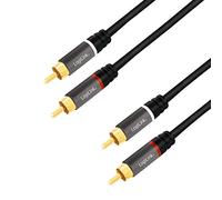 LogiLink Câble audio CA1201 Cinch-RCA stéréo 0,5 m noir blindé, code couleur, connecteurs plaqués or
