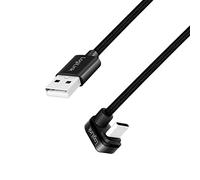 LogiLink Câble connecteur USB 2.0 Type-C mâle (coudé à 180°) vers USB A mâle (droit) Noir 2 m