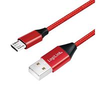 LogiLink Câble USB CU0151 – USB 2.0, USB-A vers Micro-USB B, 0,3 m, Rouge
